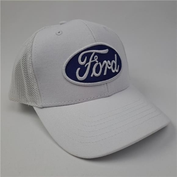 Blue Oval Retro Vintage Ford Trucker Embroidered Patch Cap Hat White Mesh GT Car main image 4